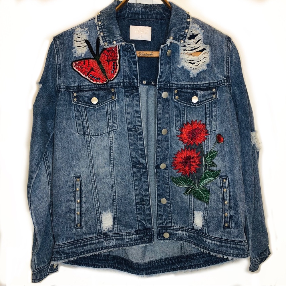 Embroidered Patches Distressed Jean denim …